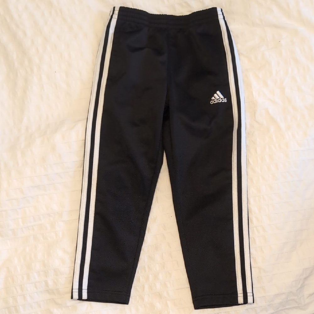 Adidas Kids Black Joggers with White Stripes